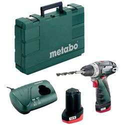 Metabo PowerMaxx BS Basic 600080500 Accuboormachine, klein, 10,8 V, 2 x 2 Ah Li-Ion batterijen, inclusief oplader, in koffer, max. draaimoment: 17Nm (zacht)/34Nm (hard)