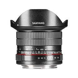 Samyang F1112109101 - Objetivo fotográfico DSLR para Micro Cuatro Tercios (Distancia focal Fija 12mm, Apertura f/2.8-22 ED AS NCS, Ojo de Pez), Negro