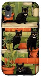 Coque pour iPhone XR Bibliothèque de livres esthétiques vintage cactus botanique