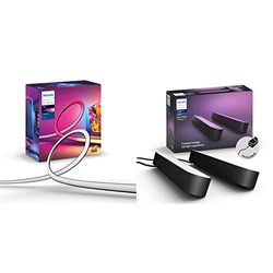 Philips Hue Gradient Lightstrip 55 Inch for TV and Gaming Bundle. Includes 2x Hue Play Black. Smart Entertainment LED Lighting with Voice Control. Works with Alexa, Google Assistant and Apple HomeKit