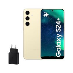 Samsung Galaxy S24+ y Cargador 45W, Móvil con IA, Smartphone Android, 12GB RAM Más Rápida, 512GB Almacenamiento, Cámara 50MP, Gran Pantalla, Batería Larga Duración, Amarillo Amber (Versión Española)