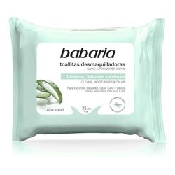 BABARIA Ściereczki do czyszczenia TOALLITAS DESMAQUILLANtes Aloe Vera 25UN, Negro, Standard