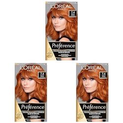 L'Oréal Paris Préférence Coloration Permanente Cheveux, Nuance : Dublin Mango (7.4), Cuivré Intense (Lot de 3)