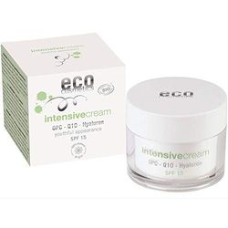 eco cosmetics Crema de día intensiva orgánica con OPC, Q10 y ácido hialurónico, crema vegana antiarrugas, SPF 10, 1 x 50 ml