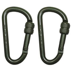 Karabijnhaak, schroefsluiting, D 8mmx8cm, 2-pack, olijf