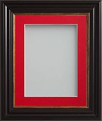 Frame Company Emson Black Picture Photo Frame with Red Mount - 16x12 for pic size 12x10 *Choice of Sizes* Fitted with Real Glass