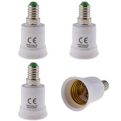 Set di 4 adattatori per attacco E14 su attacco E27, per lampadine alogene a LED e a risparmio energetico