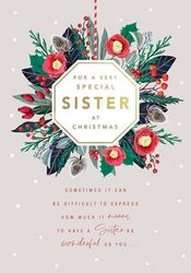 Avant Garde Studios Traditional Christmas Card, Very Special Sister - 9 x 6 inches - Piccadilly Greetings