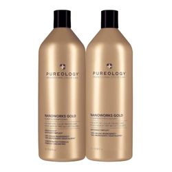 Pureology Nanoworks Gold Shampoo and Conditioner Duo Set, Colour-Treated Hair, Restores And Strengthens Hair, Vegan Formulas, Sulphate Free for a Gentle Cleanse 1000ml