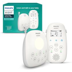 Philips Avent DECT Audio Baby Monitor luce notturna e ninne nanne, comunicazione bidirezionale, portata di 330 m, autonomia wireless fino a 18 ore, sensore di temperatura, audio nitido, SCD713/26