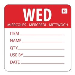 Hygiplas Removable Food Label Stickers (500 pack) - Date Wednesday Label, Easy Peel Off, No Residue L068