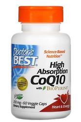 Doctor's Best High Absorption CoQ10 avec BioPerine, 200mg - 60 gélules végétales- Soutien Cardiovasculaire et Antioxydant