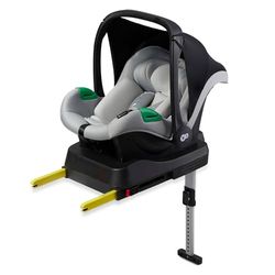 Kinderkraft MINK PRO i-Size + MINK FX, Siège Auto, Multifonction, de 0 à 13 kg, Groupe 0+, 40 à 75 cm, RWF, ISOFIX, base MINK FX incluse, Système de Voyage, 3.5kg, Gris