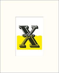Pyramid internationell vintage bokstav (X) – monterat tryck 24 x 30 cm, papper, flerfärgad, 24 x 30 x 1,3 cm