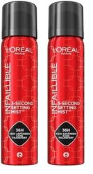 L'Oréal Paris - Spray Fixateur de Maquillage - Waterproof - Sans Transfert - Formule Légère - Non Collant - Résistant à l'Eau - Tenue Jusqu'à 36h - Infaillible - 80 ml (Lot de 2)
