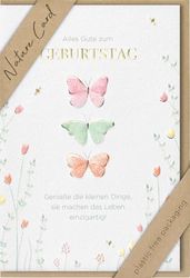 Kaart verjaardag Nature Card Handmade - vlinders 11,6 x 16,6 cm