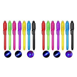 Oderra 7 Piezas Boligrafo Tinta Invisible, Boli Magico Luz Ultravioleta para Escribir mensajes secretos y niños fiestas | Regalos Fiesta Cumpleaños Infantil (Paquete de 2)