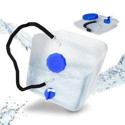 Relaxdays Lot de 2 bidons Pliables, Jerrycan à Eau de Camping, Robinet, Large Couvercle & lanière, 15 L, sans BPA