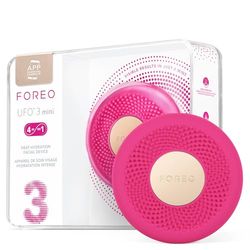 FOREO UFO 3 mini, mascarilla facial 4 en 1, Hidratante facial, Antienvejecimiento, Terapia de luz LED de espectro completo y luz roja, Termoterapia, Masajeador facial T-Sonic, Fuchsia