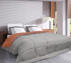 Toison d'or Cocoon 400 Duvet Bias Binding 140 cm x 200 cm Size, Ginger/Pebble