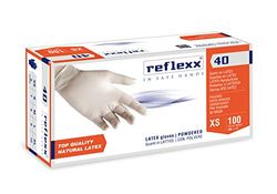 Reflexx R40, Guanti in Lattice con Polvere Gr. 5.4, 100 Pezzi, Bianco