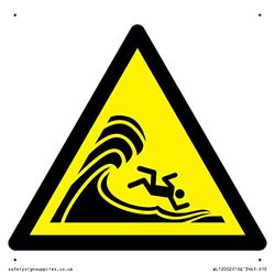 W065 Warning: High Surf or Big Breaking Wave Sign – 100 x 100 mm – S10