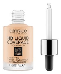 Catrice | Fond de teint HD à couverture liquide | Couverture élevée et naturelle | Végétalien et sans cruauté envers les animaux (005 | Beige ivoire)