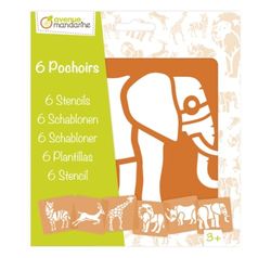 Avenue Mandarine - Ref 42442MD - Stencil Set - Savannah Animals Designs - 6 Stencils Per Pack, Translucent for Easy Placement, Compatible with Felt Tips, Pencils, Paint & More