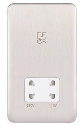 Schneider Electric Lisse skruvlös deco rakapparat uttag 115/230 V BSS, Stainless Steel/White