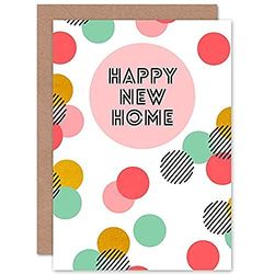 Wee Blue Coo Happy New Home Circle Pattern Sealed Greeting Card Plus Envelope Blank inside