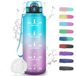 Drinkfles, 1,5 liter, motiverende drinkfles, sportfles, lekvrij, drinkfles met tijdschema's om te drinken, drinkfles 1,5 l, voor volwassenen, werk, school, yoga, kantoor, fiets