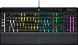 CORSAIR K55 RGB PRO-membran trådbundet speltangentbord — IP42 damm- och spillbeständigt — 6 makrotangenter med Elgato-integration — iCUE-kompatibel — QWERTY UK — PC, Mac, Xbox — svart