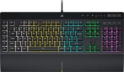 Corsair K55 RGB PRO – dynamisk RGB-bakgrundsbelysning – sex makronycklar med Elgato Stream Deck Software Integration – IP42 damm- och spilltåligt – avtagbart handstöd