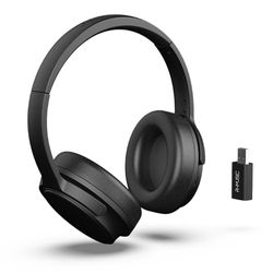 R-MUSIC RM306841 - Trådlösa TV-hörlurar med USB-mottagare 2,4 GHz - 12H batteritid - FM-radio, 3,5 mm uttagsport, roterande hörlurar - svart
