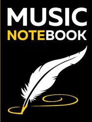 Manuscript Music Notebook: FULL PAGE blank staff paper and lines for notes