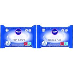 NIVEA Baby Lingettes Fresh & Pure (1 x 63 pces), lingettes nettoyantes bébé & nourrisson, lingettes hypoallergéniques à l'aloé vera et à l'eau pure, testées cliniquement (Lot de 2)