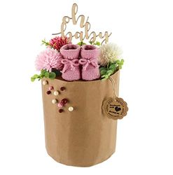 Gâteau de couches écologique Eco Friendly en couches biologiques - Cadeau de naissance de qualité supérieure - Presque sans plastique - Taille M, vieux rose