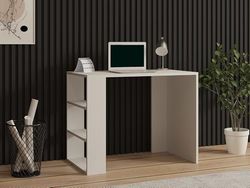Scandinavian Study Desk White 90 x 70 x 50 cm | 100% melamina revestida de partículas, 18 mm de Grosor, Multiuso con numerosas bandejas y Almacenamiento
