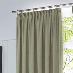 Fusion Green Pencil Pleat Curtains, Blackout Curtains 90" x 72" (228 x 183CM) for Living Room and Bedroom, Thermal Curtains, Vintage Green Curtains, Dijon