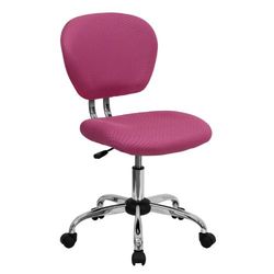 Flash Furniture Beverly Chaise de Bureau pivotante à Dossier Moyen en Maille rembourrée avec Base chromée Rose