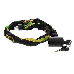 Burg-Wächter 580 90 580 90 geharde vierkante ketting, 6 mm dik met geïntegreerd cilinderslot, textielommanteling, 90 cm lang, 2 sleutels, zwart/groen/geel