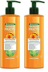 GARNIER Fructis - Soin Stop Agressions Soin 10 en 1- Enrichi à l'huile d'Amla et en Kératine - Cheveux abîmés - Sans rinçage - 400ml (Lot de 2)
