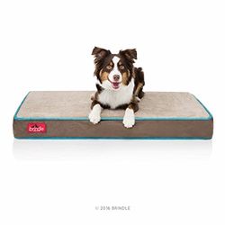 Brindle, Lettino Ortopedico per Animali Domestici in Memory Foam, Impermeabile, sfoderabile e Lavabile, per Cani e Gatti, da 10,2 cm, Adatto alla Maggior Parte dei trasportini, Colore: Blu e Marrone