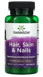 Swanson Cheveux, Peau & Ongles avec Choline & Calcium - 60 comprimés | Complément alimentaire pour la beauté naturelle & renforcement