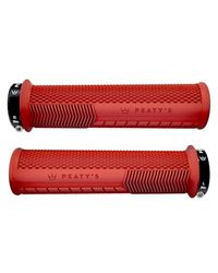 Peaty's Monarch Grips Poignées de Vélo - Poignée de Guidon Velo Moletées, Poignee Velo Ergonomique pour Le Confort, Poignée pour Guidon VTT, Enduro et Trottinette - 30-32 mm, Rouge