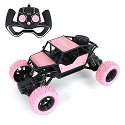 TURBO CHALLENGE - 4x4 Glam Stikers - Extreme Crawler - 098418 - Coche Teledirigido - Rosa - 1/18 - Listo para Usar - Batería Recargable y Pilas Incluidas - Metal - A Partir de 4 años