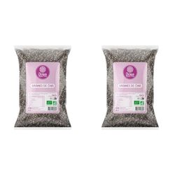 Graines de Chia Bio 1KG | Vegan | Conditionné en France | Cuisine | Desserts | Pâtisserie | Neutre en goût | Sans OGM | BASE ORGANIC FOOD (Lot de 2)