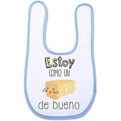 Supermolon 00976 « Je suis comme un fromage de bon » Bavoir bébé avec velcro, bleu ciel, unisexe
