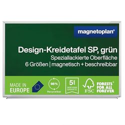 magnetoplan | Lavagna a gesso | lamiera d'acciaio | verniciata in verde | largh x alt 900 x 600 mm
