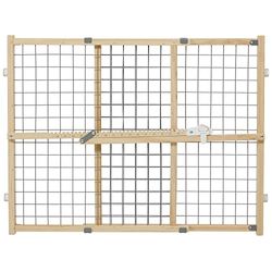 New World Wire Mesh Pet Safety Gate, Dog Gate Expands From 68.6 - 105.4 cm Wide, 61 cm Tall, Wood, No Damage to Walls, Powder Coated Wire, B2924WWM-2